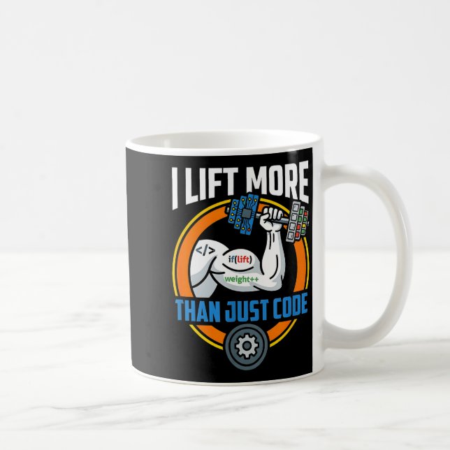 Caneca De Café Lift more than code funny programmer developer fit (Direita)