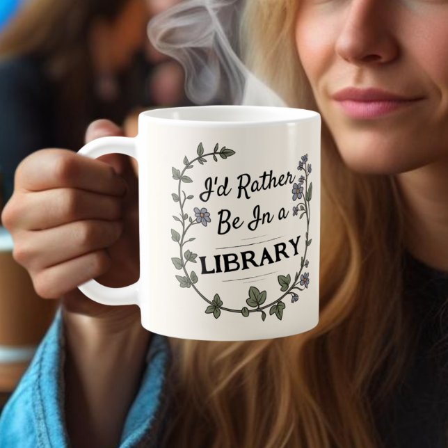 Caneca De Café Light Academia Rather be in Libray book lover gift (Criador carregado)