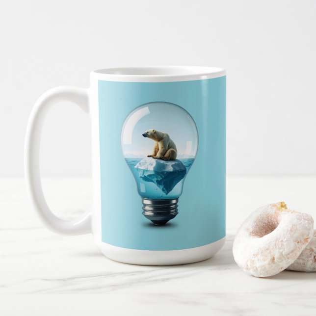 Caneca De Café Lightbulb Iceberg - Polar Bear in a Lightbulb (Com Donut)