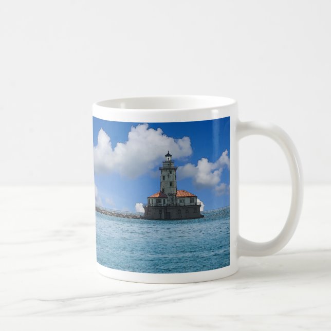 Caneca De Café Lighthouse Painterly Coffee Mug de Chicago Harbor (Direita)