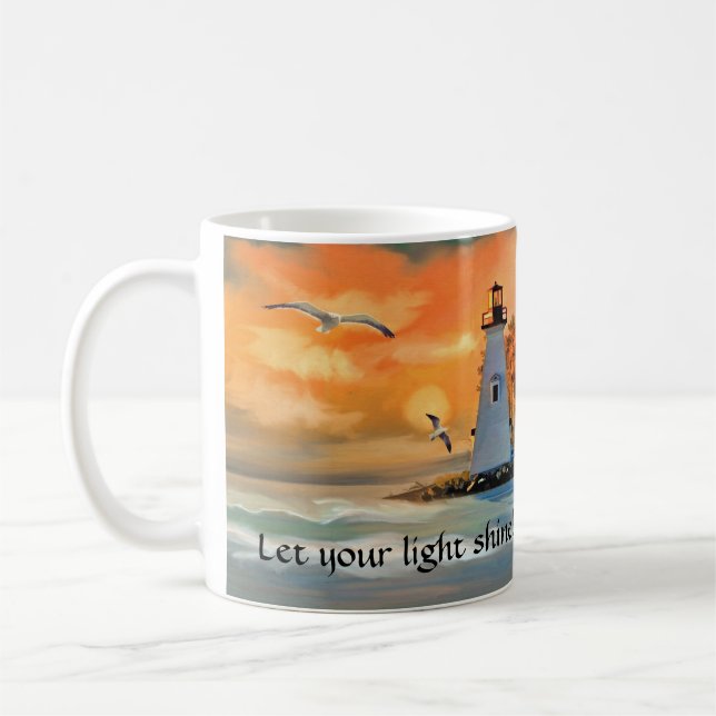 Caneca De Café Lighthouse Sunset Christian Mug (Esquerda)