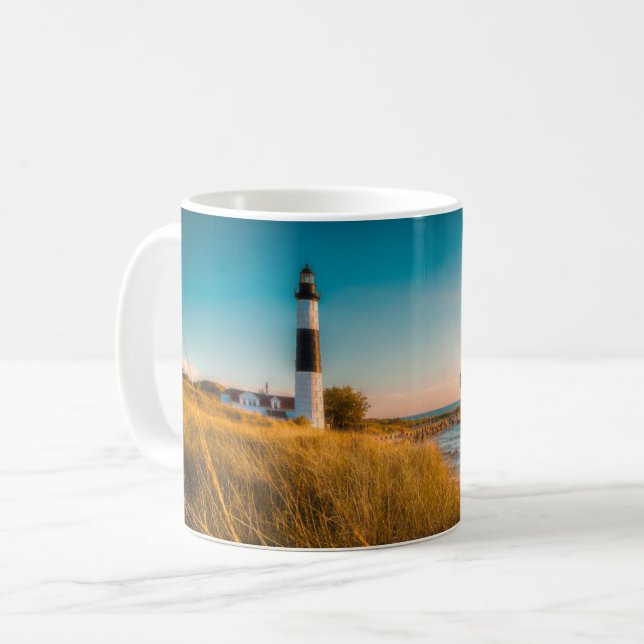 Caneca De Café Lighthouses | Big Sable Lighthouse Ludington, MI (Frente Esquerda)