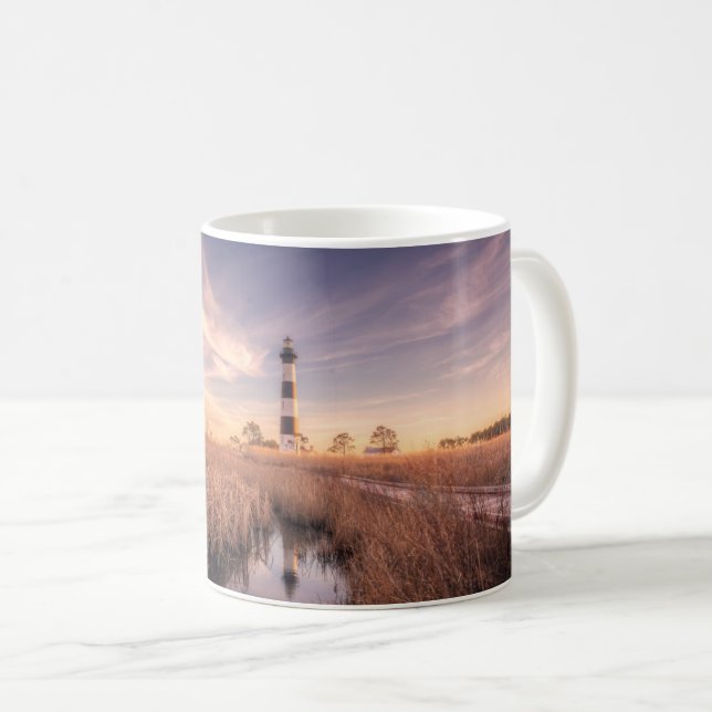 Caneca De Café Lighthouses | Bodie Island Outerbanks NC (Frente Esquerda)