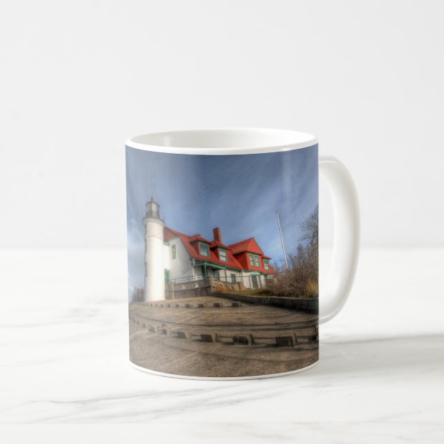 Caneca De Café Lighthouses | Point Betsie Lake Michigan (Frente Esquerda)