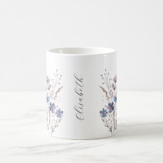 Caneca De Café Lila Aquarell Wildblumen Tasse mit Namen