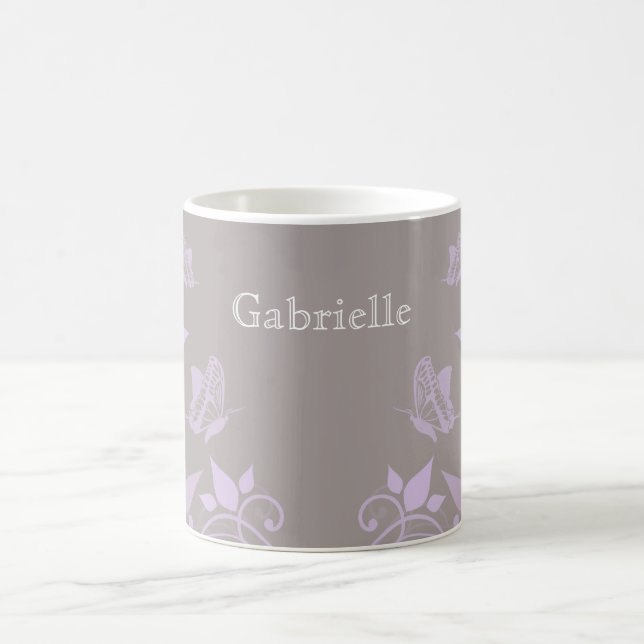 Caneca De Café Lilac Butterfly Floral Mug (Centro)