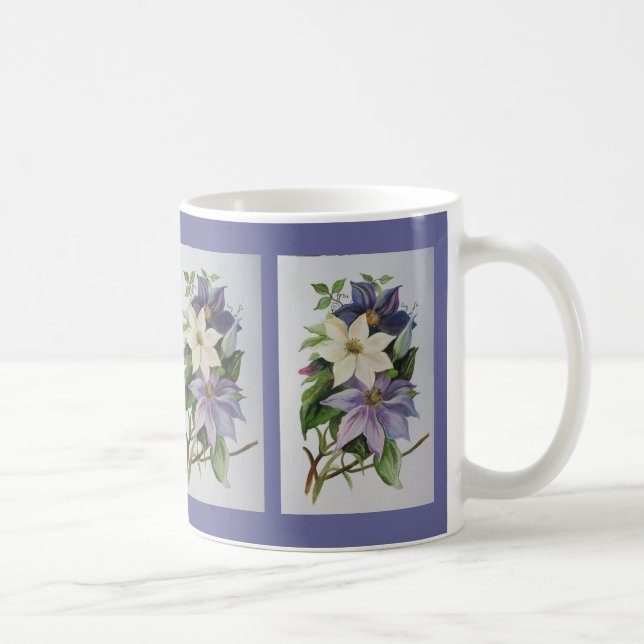 Caneca De Café Lilac Clematis Vine - Pintura em acrílico (Direita)