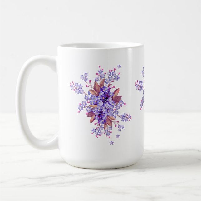 Caneca De Café Lilac esqueceu-me do casamento da Flor (Esquerda)