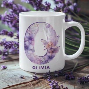 Caneca De Café Lilac Fairy Monograma O Personalizado