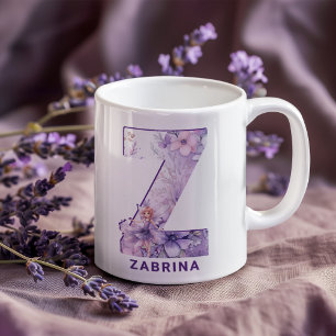 Caneca De Café Lilac Fairy Personalizada Monograma Z