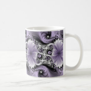 Caneca De Café Lilac Illusion Abstrato Floral Fractal Art Fantasy