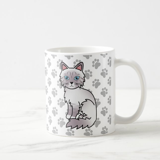 Caneca De Café Lilac Point Tabby Birman / Ragdoll Gato Fofo & Pat (Direita)
