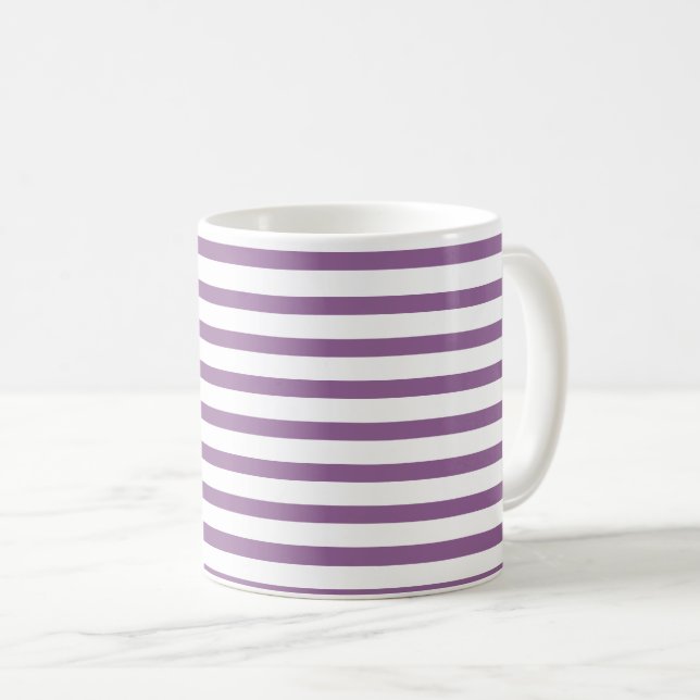 Caneca De Café lilac & white stripes – lila-weiß gestreift (Frente Esquerda)