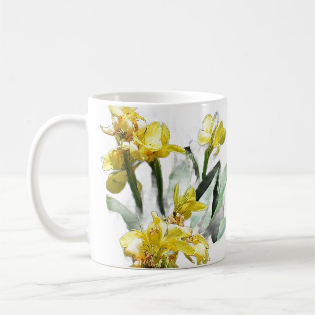 Caneca De Café Lilases Amarelas de Verão (Esquerda)