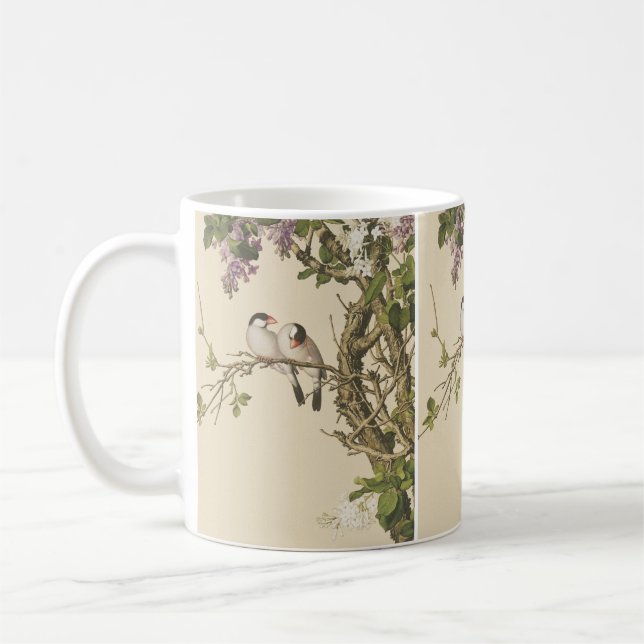 Caneca De Café Lilases Roxas e Brancas com Pássaro Antiguidade Ch (Esquerda)