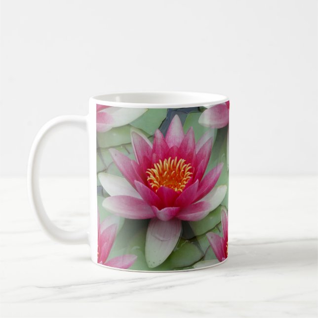 Caneca De Café Lily de Água do Lotus Rosa (Esquerda)