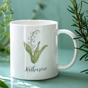 Caneca De Café Lily do Vale Elegante Personalizado Floral