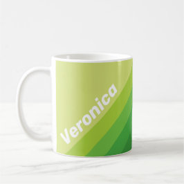 Caneca De Café Lily Pad Green Stripes with Name