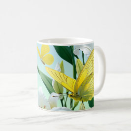 Caneca De Café Lily Yellow Butterfly