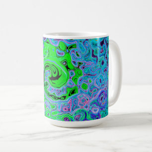 Caneca De Café Lima Verde Groovy Abstrato Retro Líquido Redemoinh