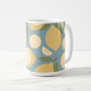 Caneca De Café Limão Amarelo Padrão Sem Costura