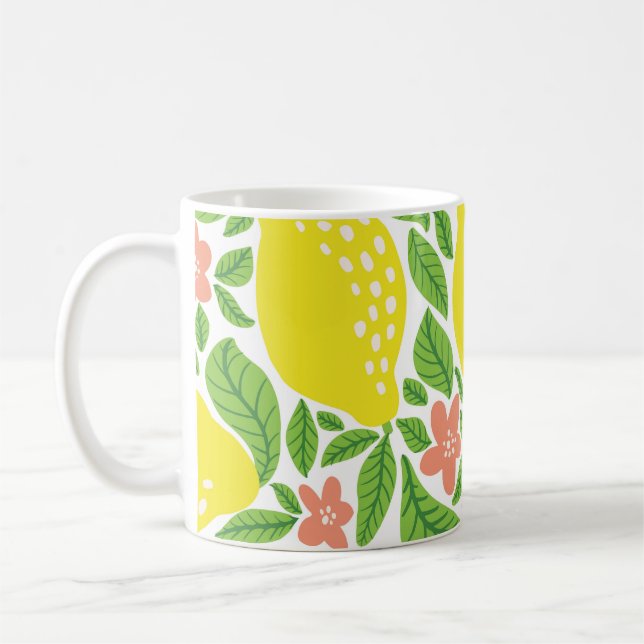 Caneca De Café Limão Citrus Summer Vintage Patterno (Esquerda)