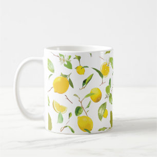 Caneca De Café Limão da aguarela & folhas 2