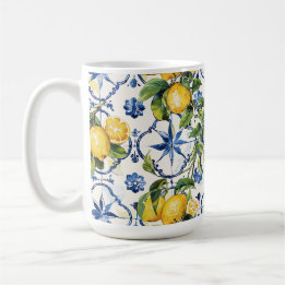 Caneca De Café Limão da Costa Amalfi e padrão dos Azulejos