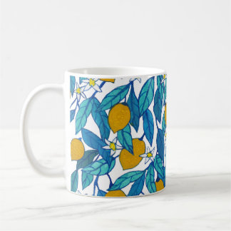 Caneca De Café Limão Sangrento: Design Floral de Aquarela.