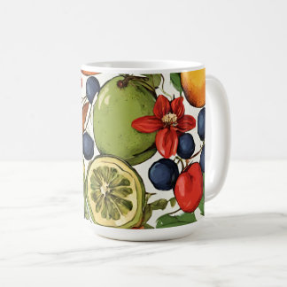Caneca De Café Limas, Limões e Flores Mediterrâneos. Pintado