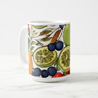 Caneca De Café Limas, Limões e Flores Mediterrâneos. Pintado