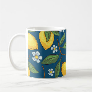 Caneca De Café Limões Amarelos: Padrão de Fruta Tropical.