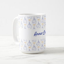 Caneca De Café Limões Azuis Italianos Desenhados À Mão Personaliz