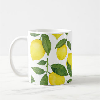 Caneca De Café Limões de Aquarela: Padrão de Fruta de Verão