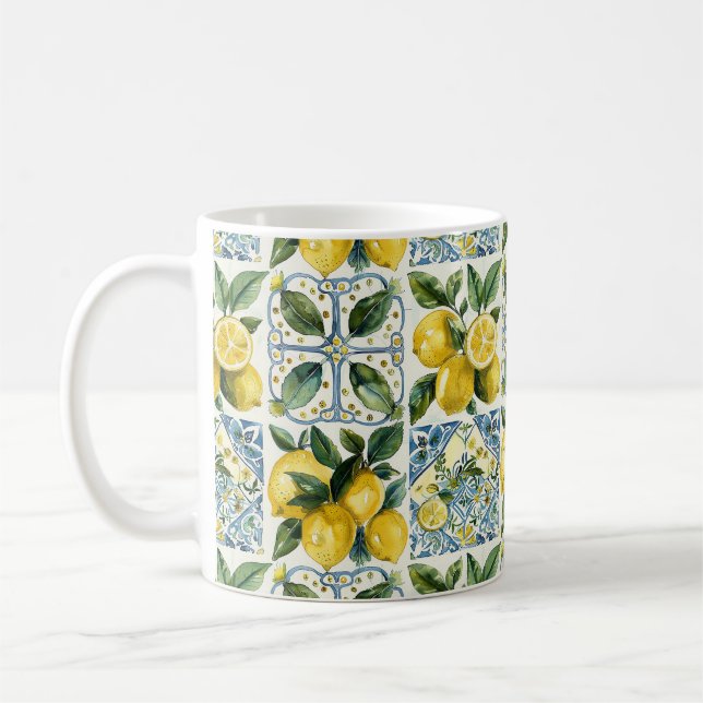 Caneca De Café Limões e Azulejos italianos La Dolce Vita Pattern (Esquerda)