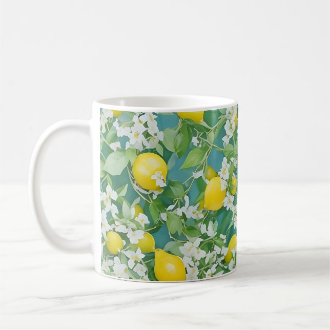Caneca De Café Limões e Flores Brancas (Esquerda)