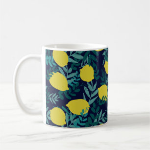 Caneca De Café Limões e padrão das folhas