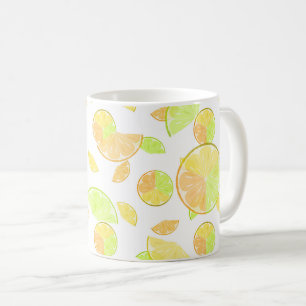 Caneca De Café limões fatias de lima laranja frutas cítricas natu