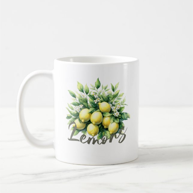 Caneca De Café Limões Fruta de aquarela Botânica (Esquerda)