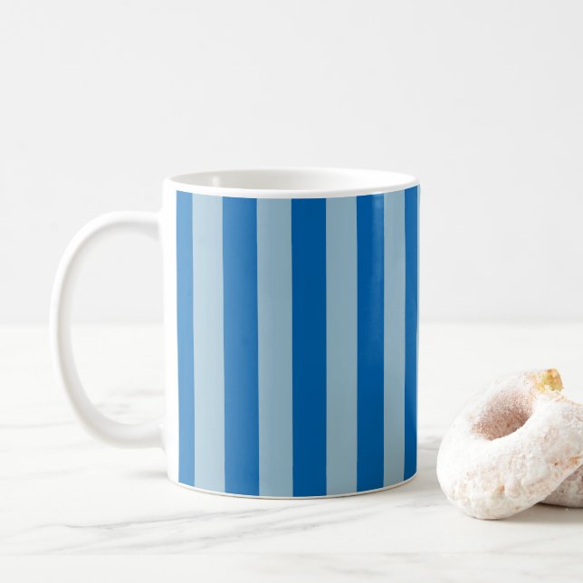 Caneca De Café Limonada Azul Elétrica e Listras Verticais Aquamar (Com Donut)
