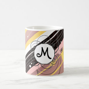 Caneca De Café Limonada Rosa Moderna com Listras Modernas com Mon