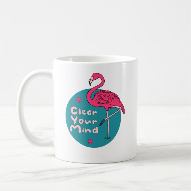 Caneca De Café Limpe Sua Mente Kawaii Belo Flamingo Rosa (Esquerda)