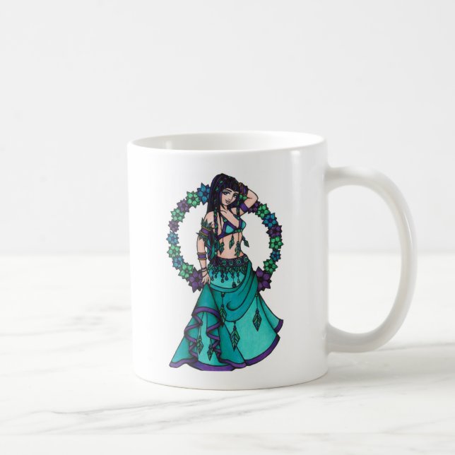 Caneca De Café Lina Flower Goddese Belly Dancer Art (Direita)