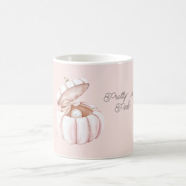 Caneca De Café Linda Abóbora Pérola com Laço Rosa (Centro)