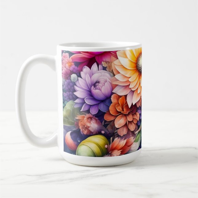 Caneca De Café Linda Aquarela Floral (Esquerda)