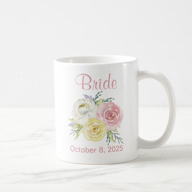 Caneca De Café Linda Aquarela Flores Noiva a Ser (Direita)