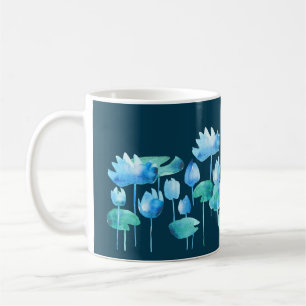 Caneca De Café Linda aquarela lótus florescendo flores