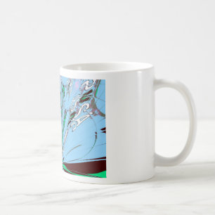 Caneca De Café Linda Arte de Motivo Floral Azul Água Maravilhosa