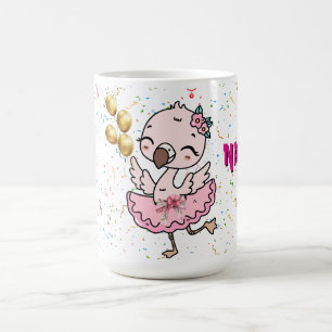 Caneca De Café Linda Bailarina de Flamingo Rosa