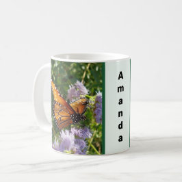 Caneca De Café Linda Borboleta Laranja Monarca Foto Floral